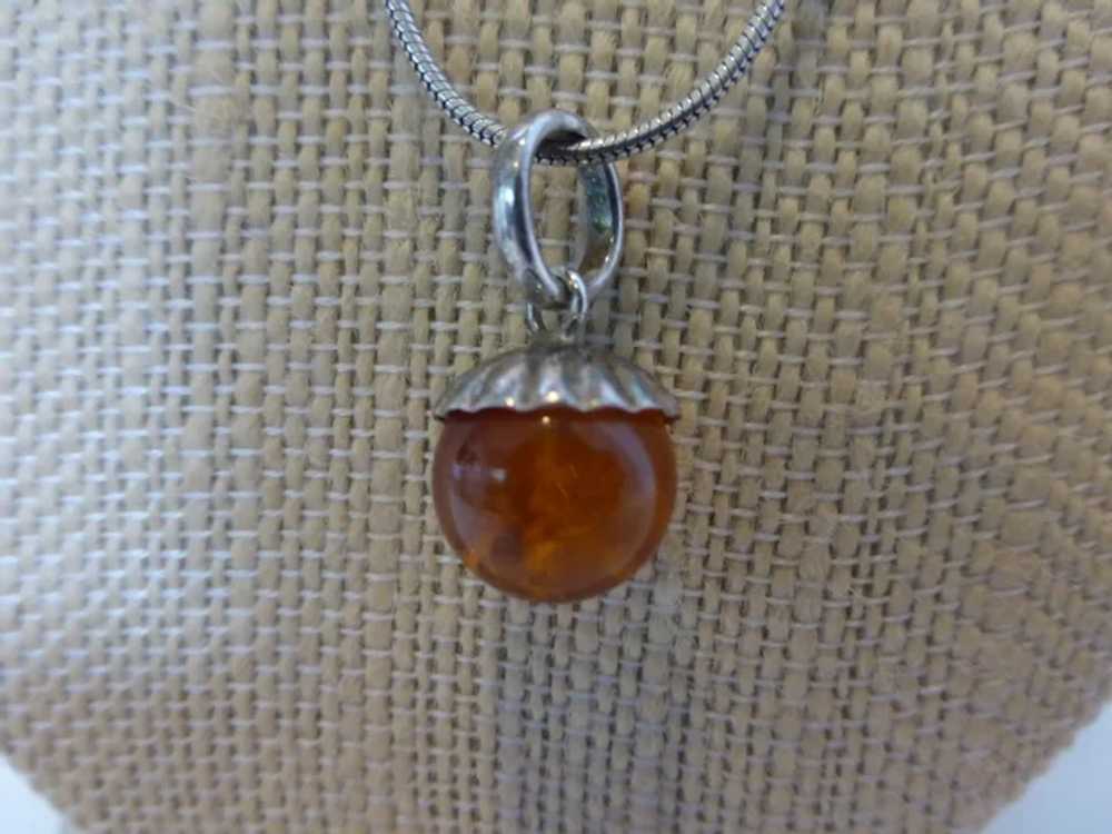 Amber Ball Sterling Silver Pendant Necklace - image 6