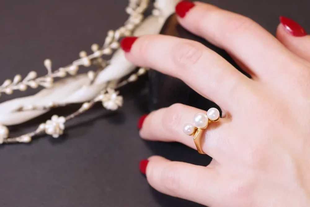 Modernist pearl ring in 18k gold, geometric ring,… - image 8