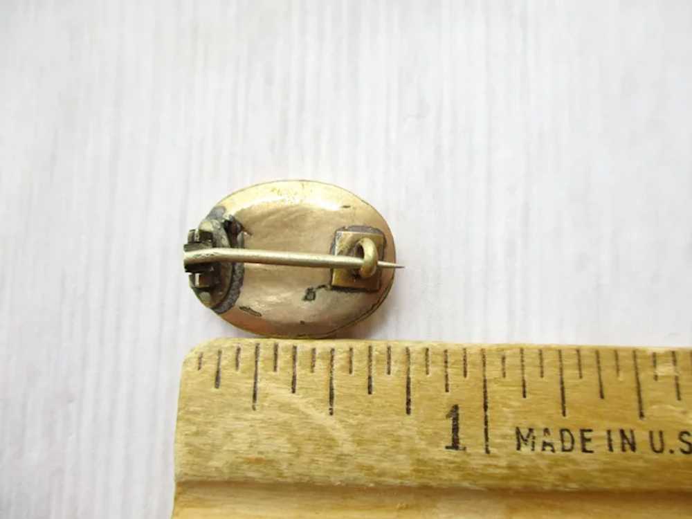 Small Antique Mourning Pin Woven Hair Gold Plate - image 10