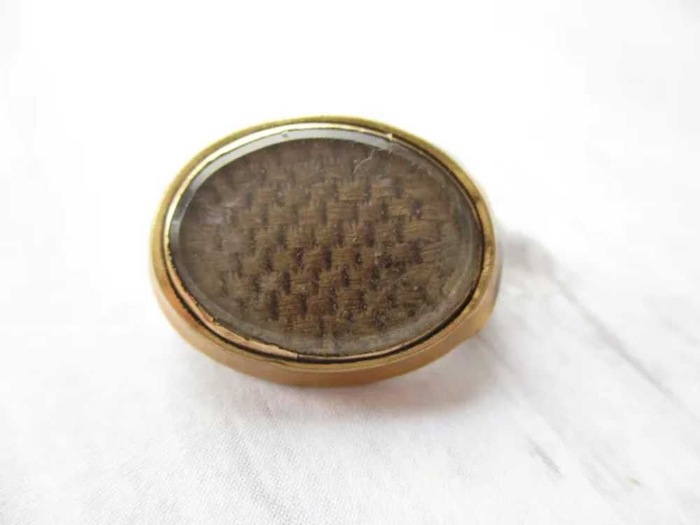 Small Antique Mourning Pin Woven Hair Gold Plate - image 2
