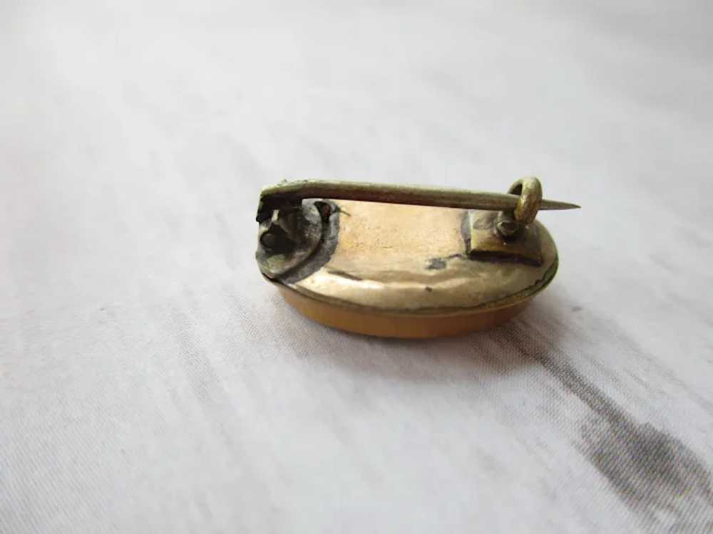 Small Antique Mourning Pin Woven Hair Gold Plate - image 9