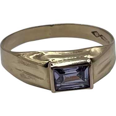Vintage 18K Yellow Gold 750 5mm Amethyst Band Rin… - image 1