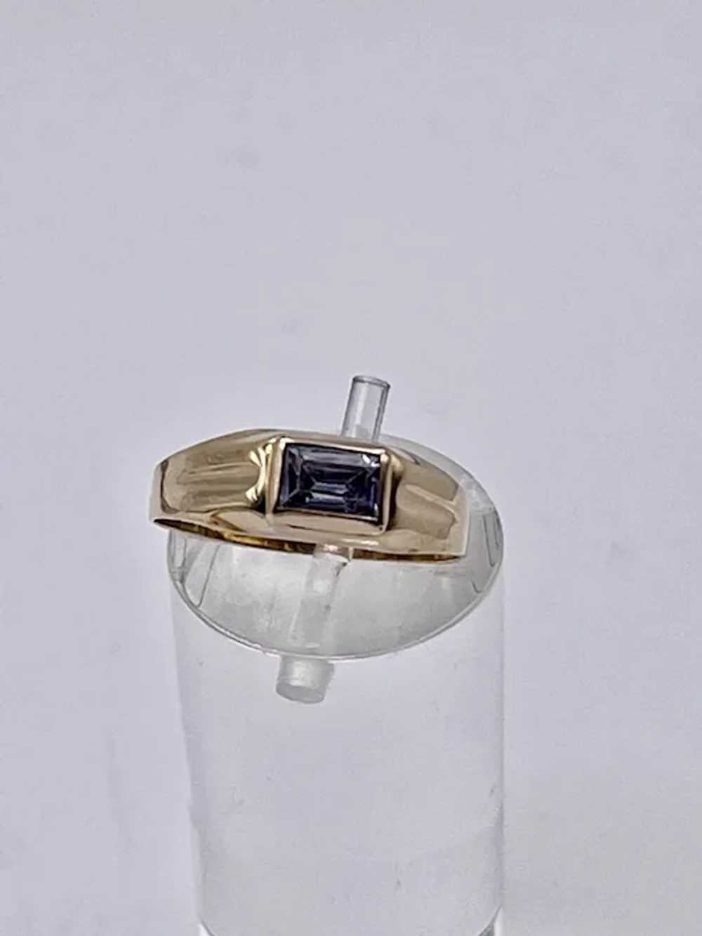Vintage 18K Yellow Gold 750 5mm Amethyst Band Rin… - image 3