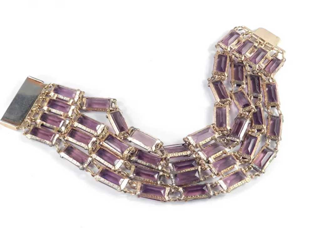 Baguette Art Glass Link Bracelet - image 7