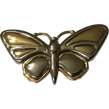 LC Liz Claiborne Two Tone Metal Butterfly Pin - image 1
