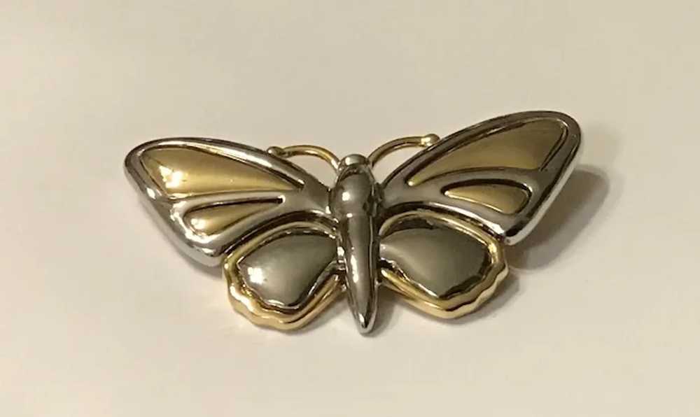 LC Liz Claiborne Two Tone Metal Butterfly Pin - image 2