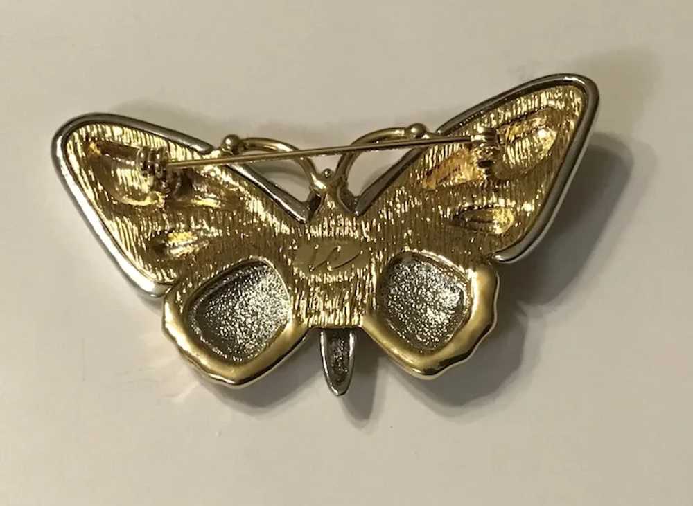 LC Liz Claiborne Two Tone Metal Butterfly Pin - image 3