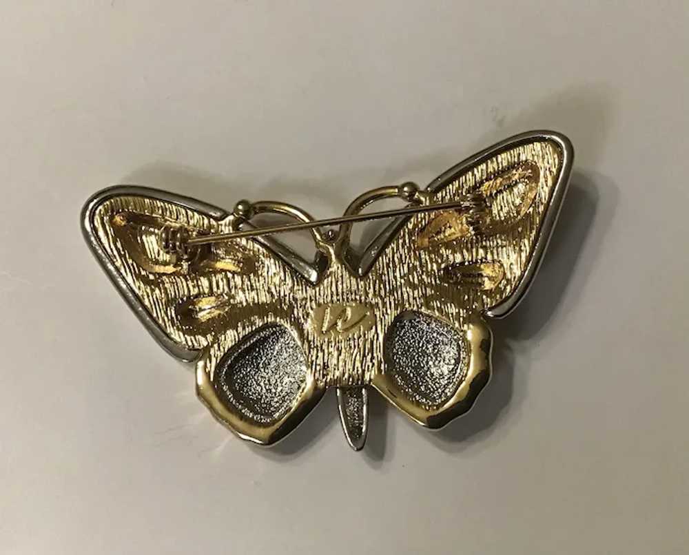 LC Liz Claiborne Two Tone Metal Butterfly Pin - image 4
