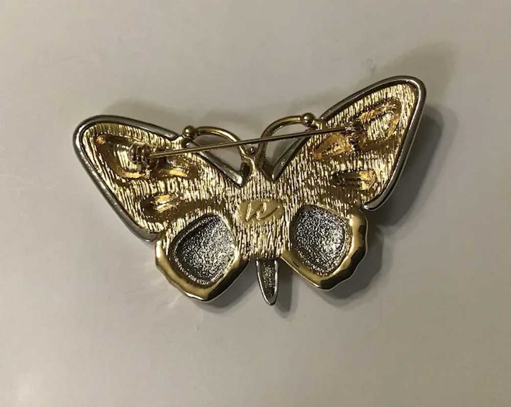 LC Liz Claiborne Two Tone Metal Butterfly Pin - image 5
