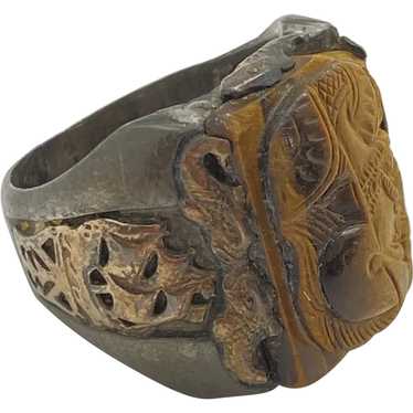 Unusual Nautical Vintage Mens Ring Sterling Silver