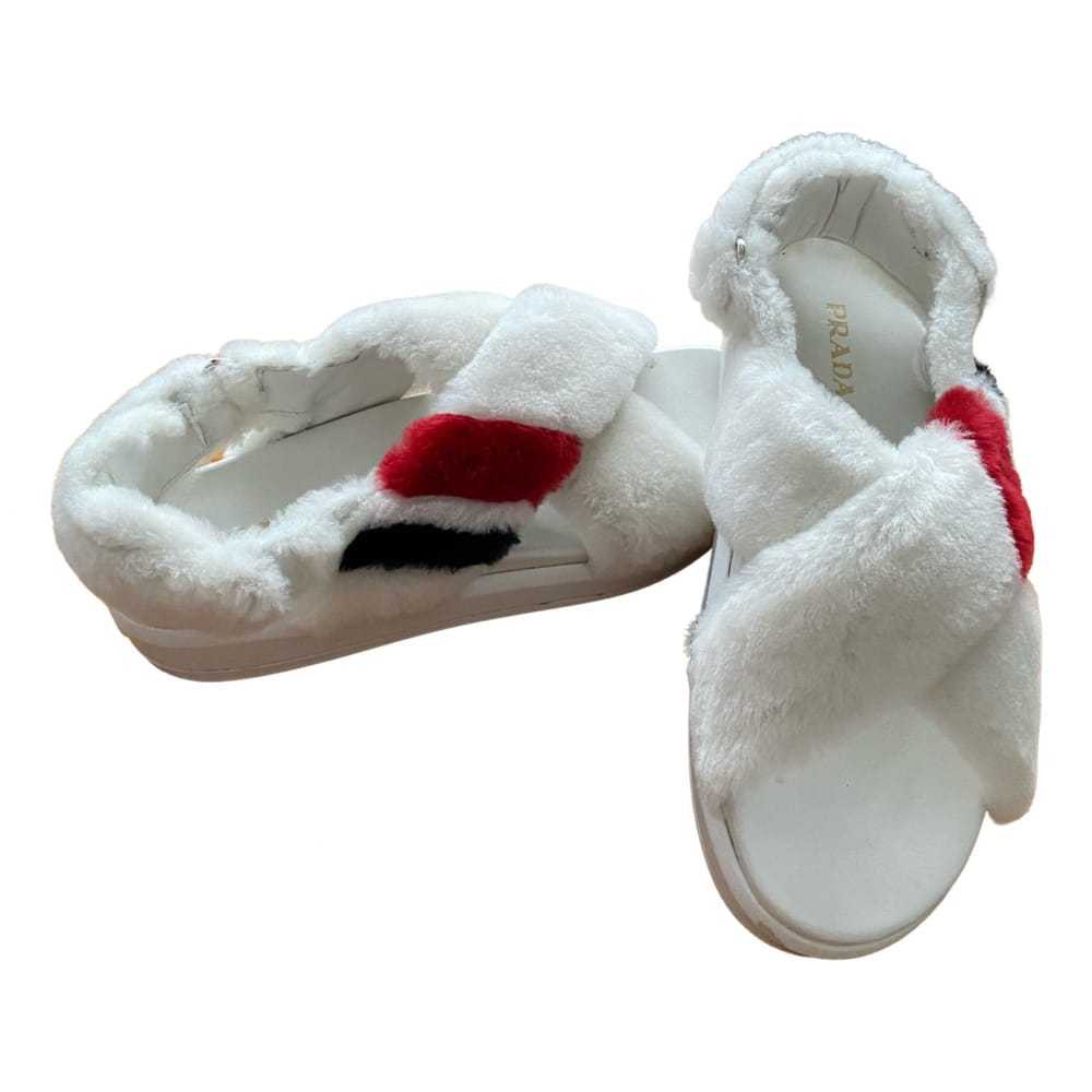Prada Cloudbust faux fur sandals - image 1