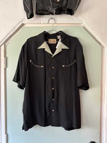 Black Silk Western Shirt by Scully - Large - image 1