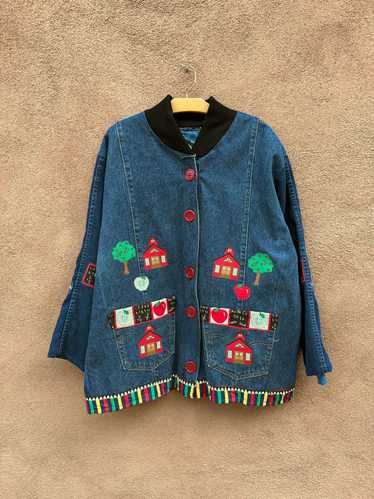 Denim Schoolhouse Jacket - Handmade with Vintage L