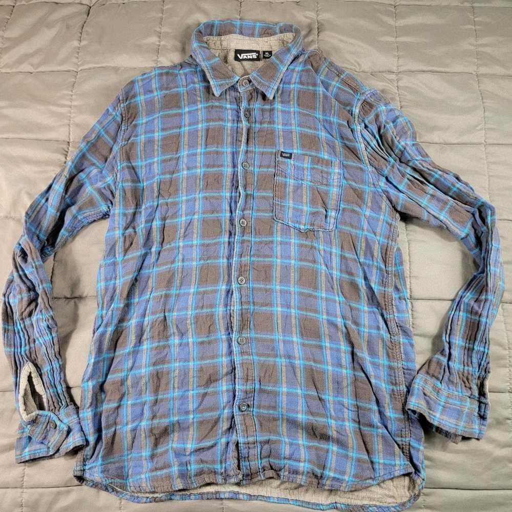 Vans Vans Mens XL Blue Long Sleeve Plaid Button S… - image 1