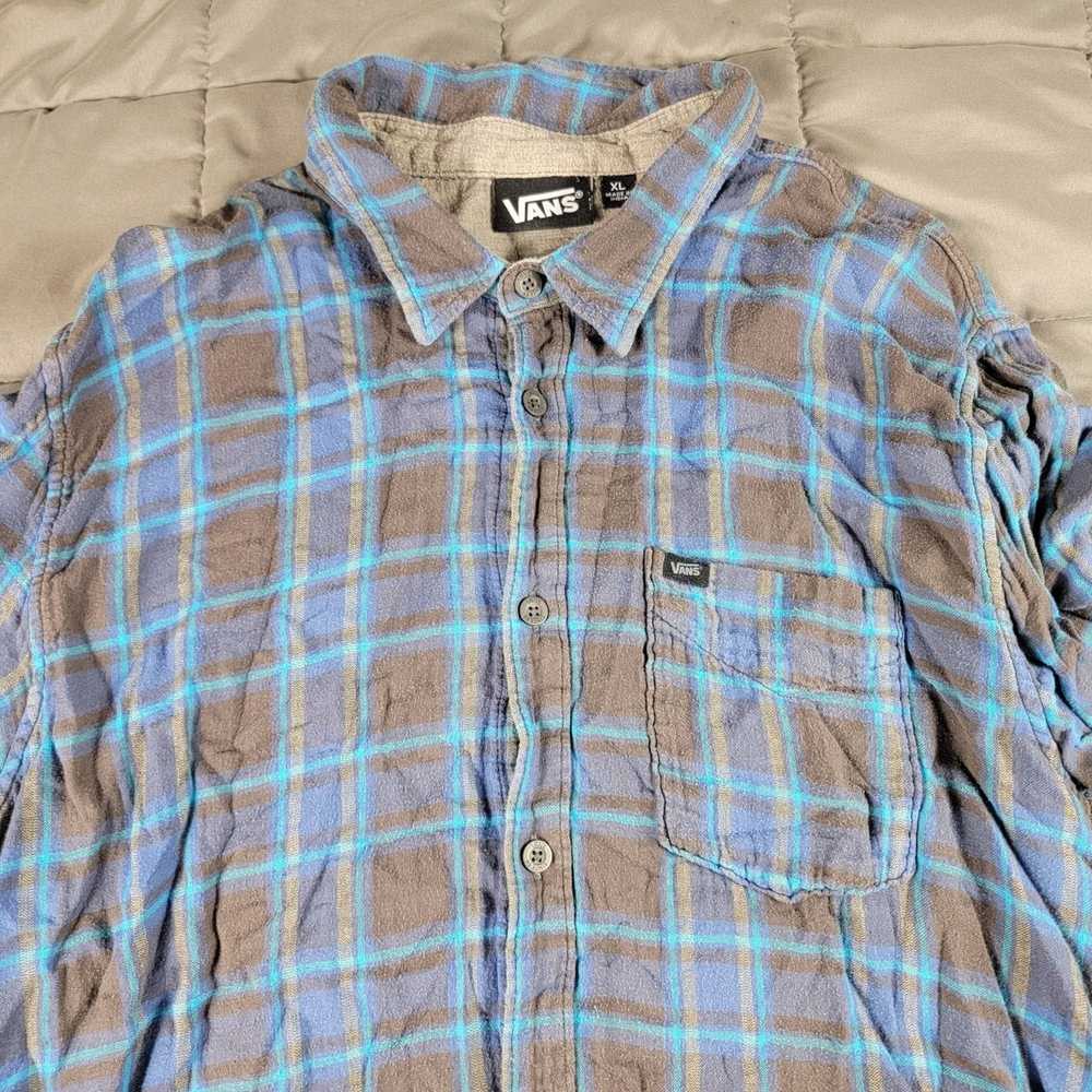 Vans Vans Mens XL Blue Long Sleeve Plaid Button S… - image 5