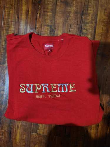 Supreme New York Shirt Men Large Red Gold Arc Logo Spellout Skate Graphic  Tee