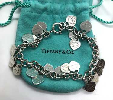 Auth. TIFFANY & Co Sterling Silver 925 Open Heart Multi Chain Toggle  Bracelet 7