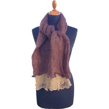 Woman's Brown And Beige Wool Mix Scarf | Elegant … - image 1