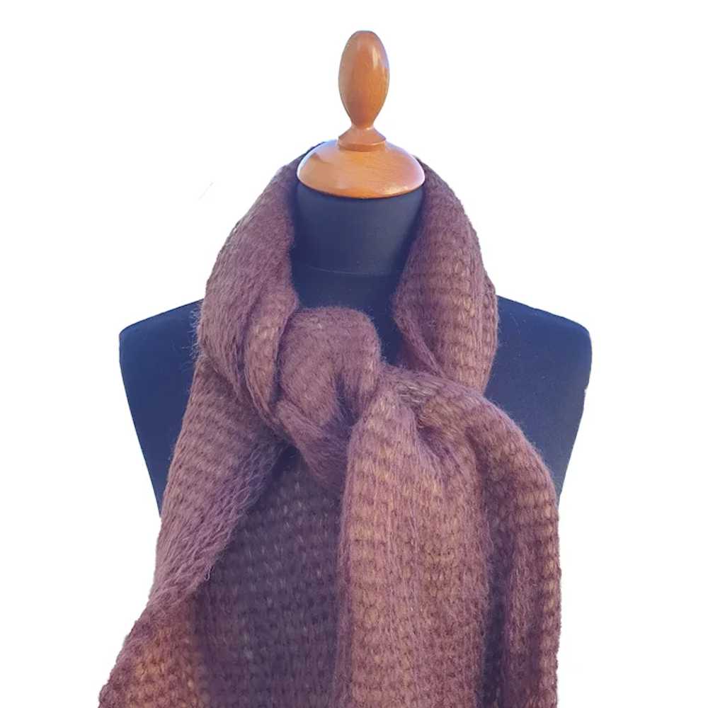 Woman's Brown And Beige Wool Mix Scarf | Elegant … - image 3