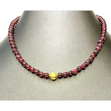 18k and 14k Gold and Garnet Necklace
