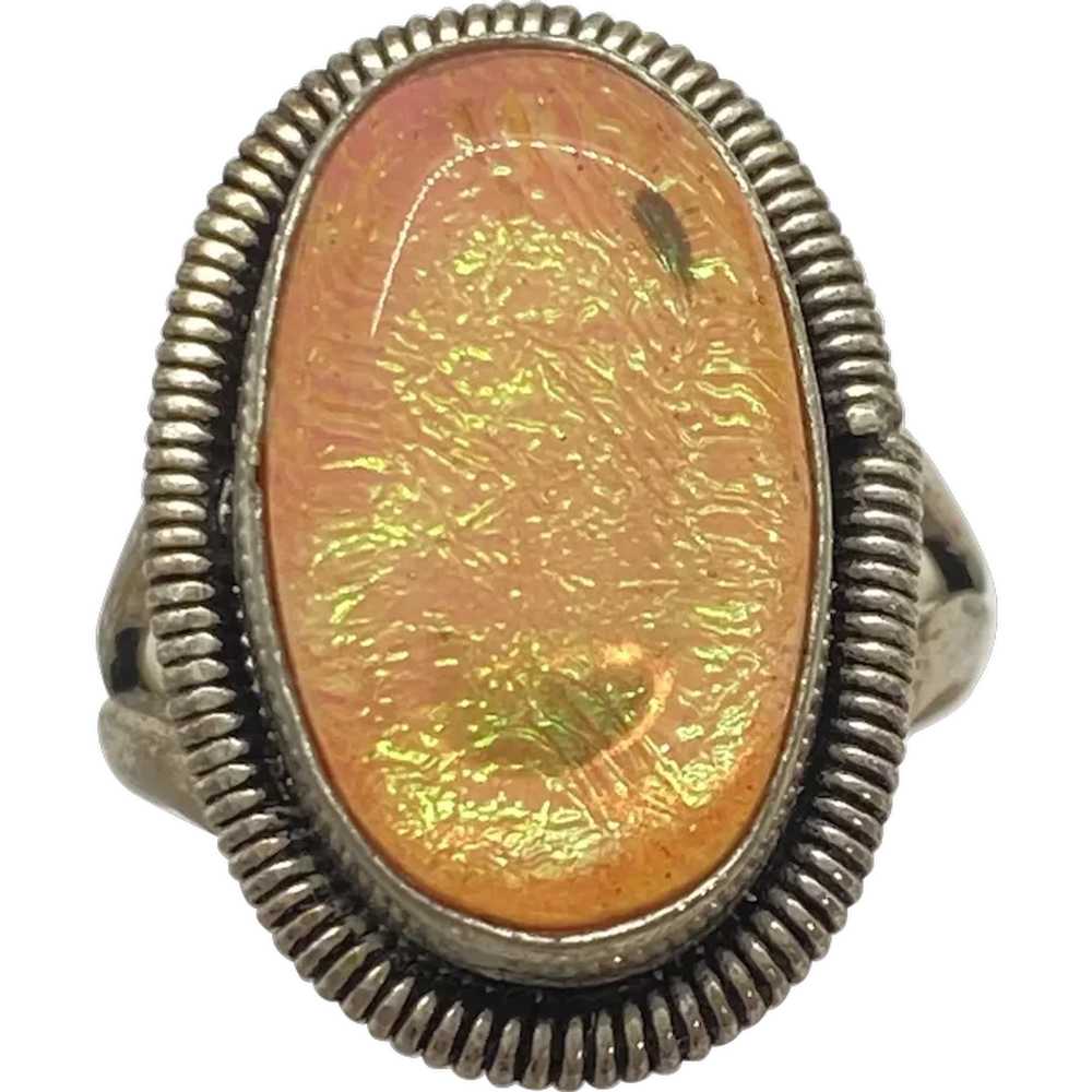 Vintage Dragons Breath Opal Vintage Ring Sterling… - image 1