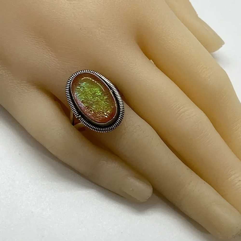 Vintage Dragons Breath Opal Vintage Ring Sterling… - image 2