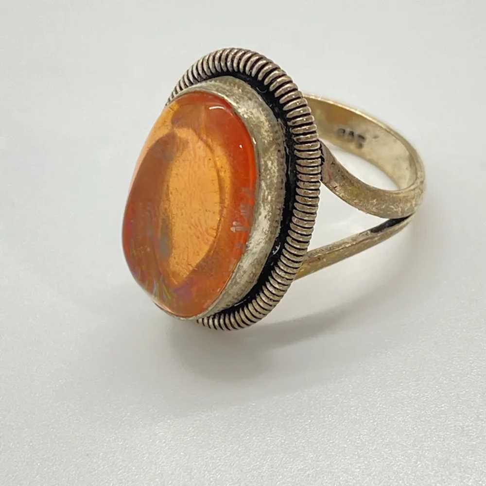 Vintage Dragons Breath Opal Vintage Ring Sterling… - image 5