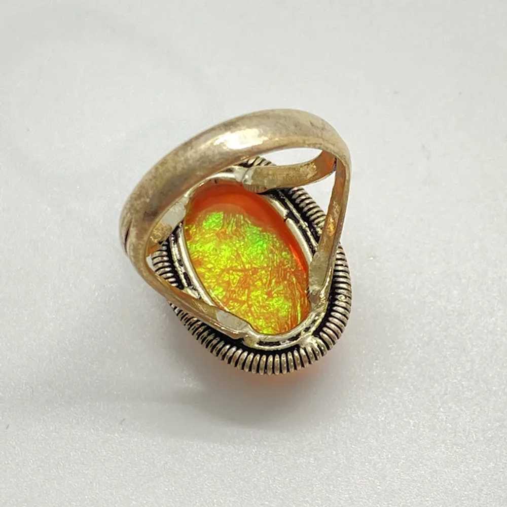 Vintage Dragons Breath Opal Vintage Ring Sterling… - image 7