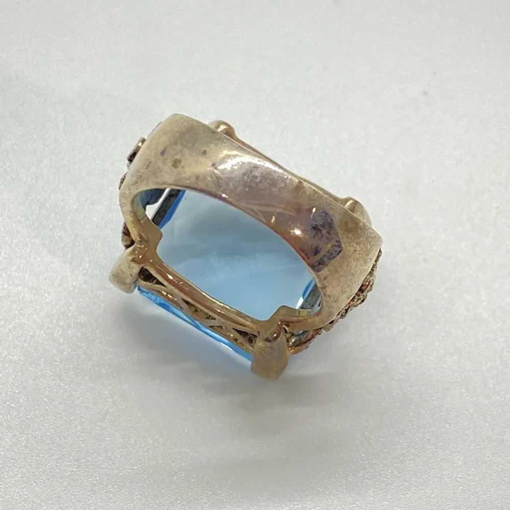 Big Faux Aquamarine Vintage Ring Sterling Silver … - image 7