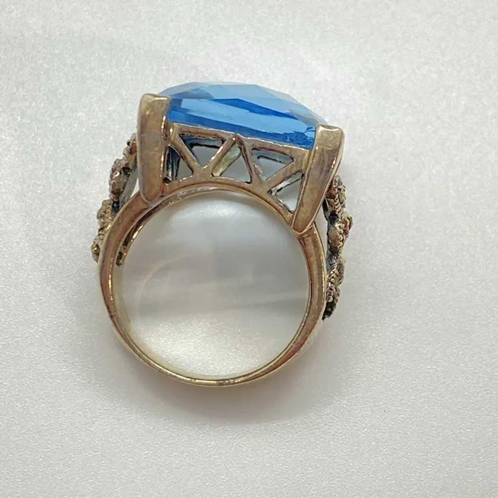 Big Faux Aquamarine Vintage Ring Sterling Silver … - image 8