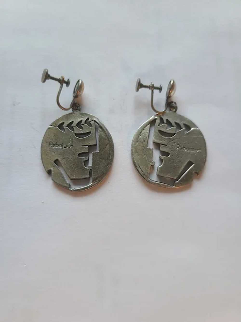 Vintage Rebajes GREEK GOD  Screwback Earrings Cop… - image 2