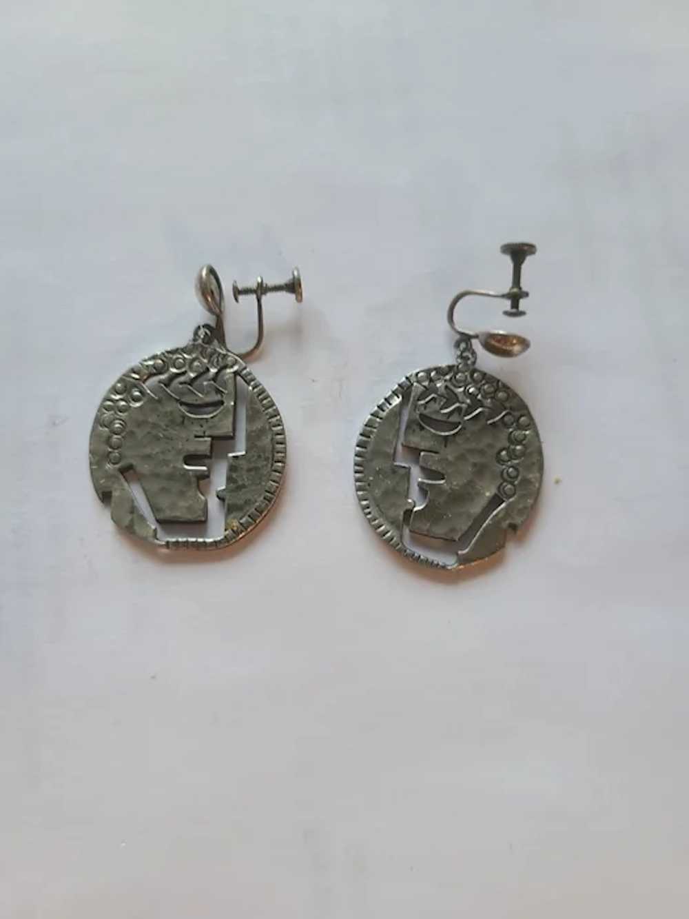 Vintage Rebajes GREEK GOD  Screwback Earrings Cop… - image 3