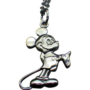 Classic Disney Sterling Silver Mickey Pendant Nec… - image 1