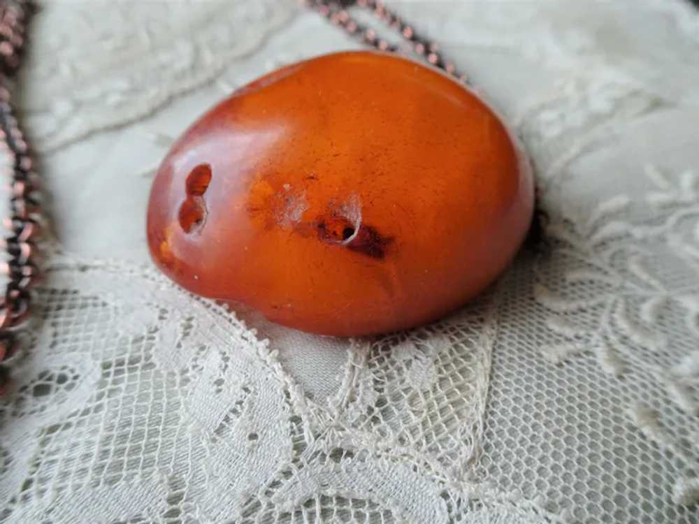 STYLISH Vintage Baltic Amber Large Pendant,  Copp… - image 4