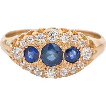 Antique 18K Yellow Gold 0.55 TCW Sapphire & 0.30 T