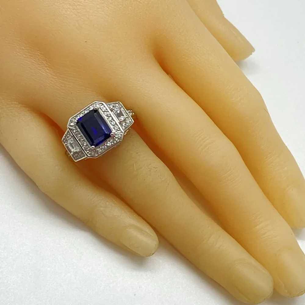 Gorgeous Lab Sapphire and CZ Fashion Ring Sterlin… - image 2