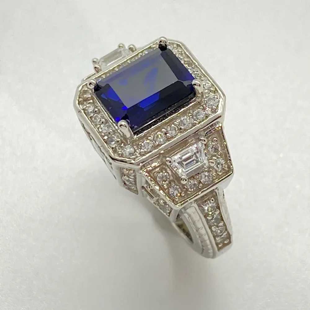 Gorgeous Lab Sapphire and CZ Fashion Ring Sterlin… - image 3