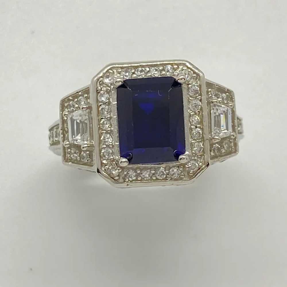 Gorgeous Lab Sapphire and CZ Fashion Ring Sterlin… - image 4