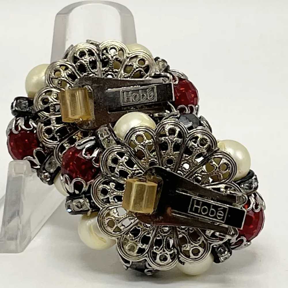 Hobé Faux Pearl, Art Glass, and Faux Pearl Clip E… - image 3