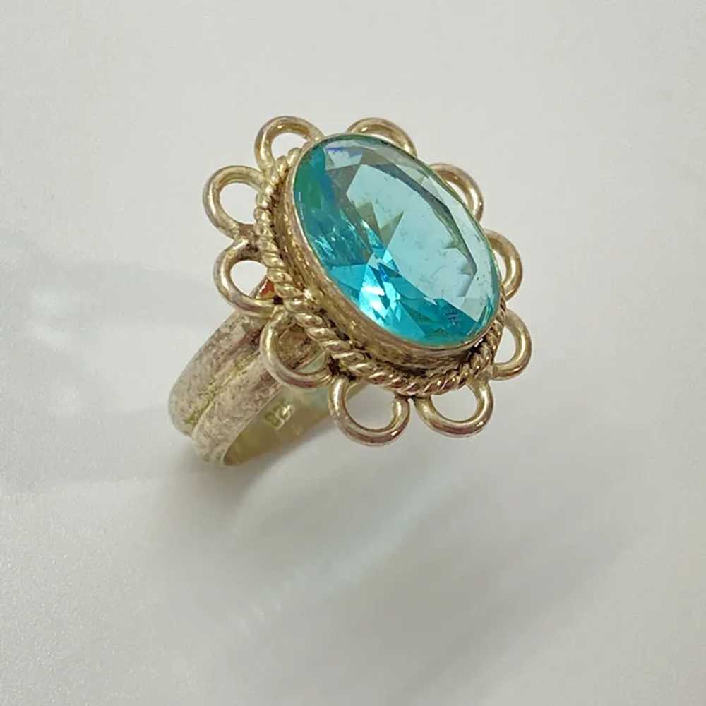Vintage Fashion Ring Sterling Silver and Faux Apa… - image 3
