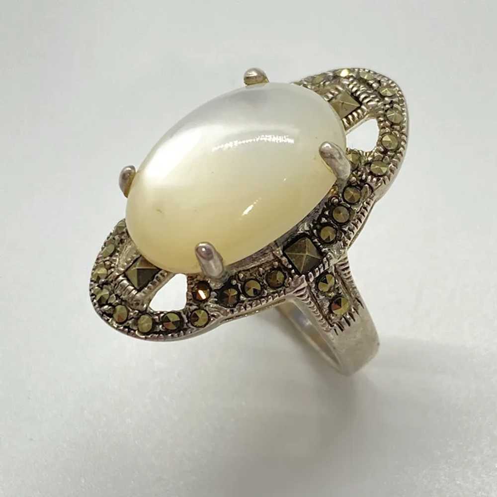 Mesmerizing Mother of Pearl Cabochon and Marcasit… - image 5