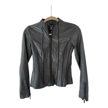 armani leather jacket y2k 八の字 VINTAGE ARMANI EXCHANGE LEATHER JACKET -classic | Depop