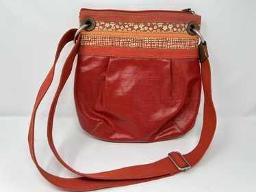 Fossil Key-Per Coated Canvas Multi Stripe Red Cro… - image 1