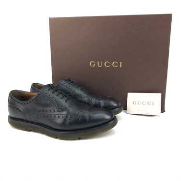 Gucci Black Leather Brogue / Lace Up Shoes w Logo - image 1