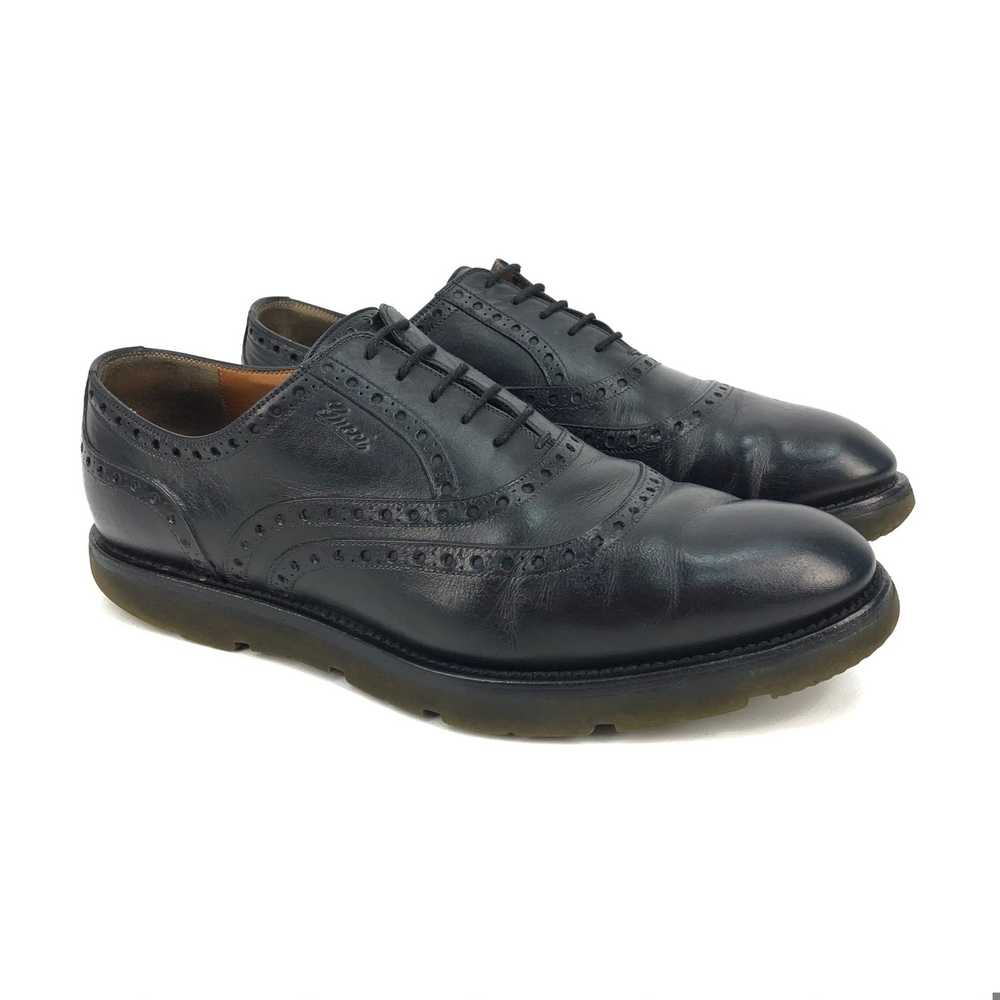 Gucci Black Leather Brogue / Lace Up Shoes w Logo - image 2