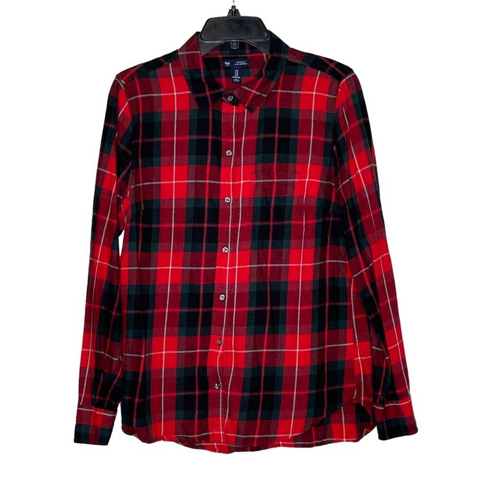 Gap Gap Flannel Shirt Medium Red Green Black Plai… - image 1