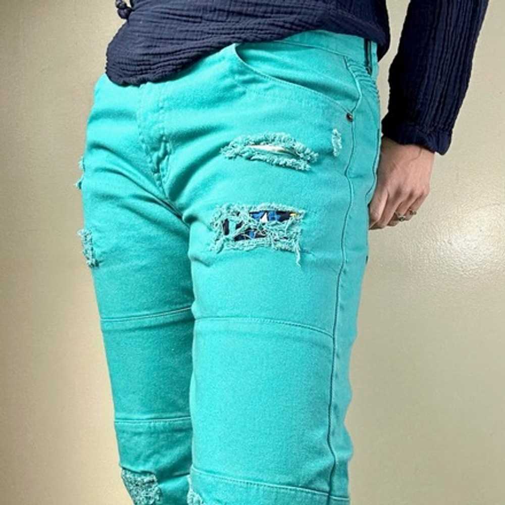 Distressed Teal Green Pants - image 4