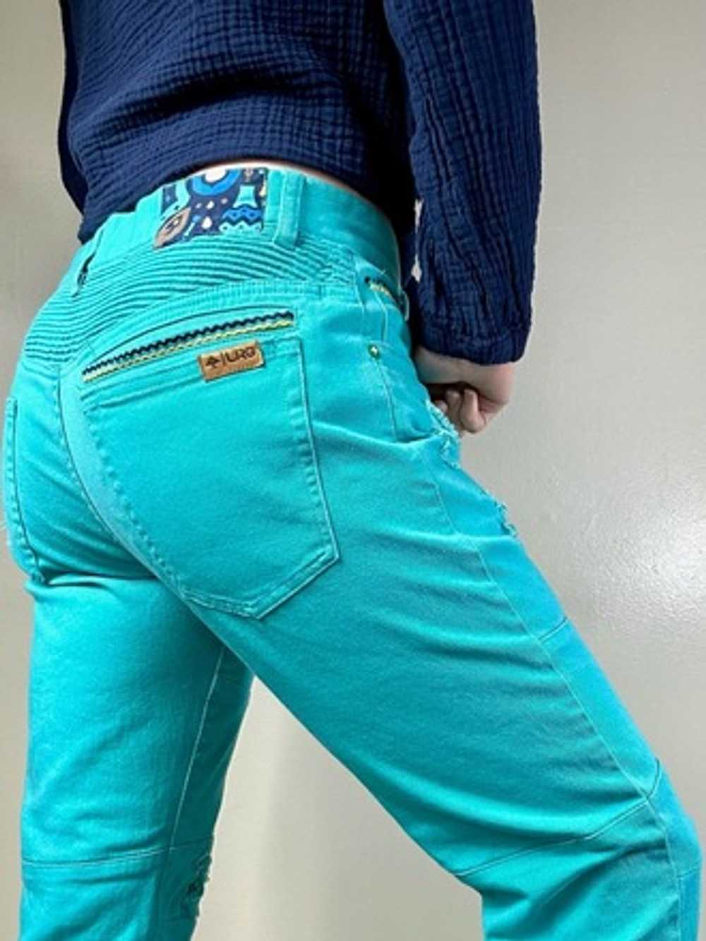 Distressed Teal Green Pants - image 5