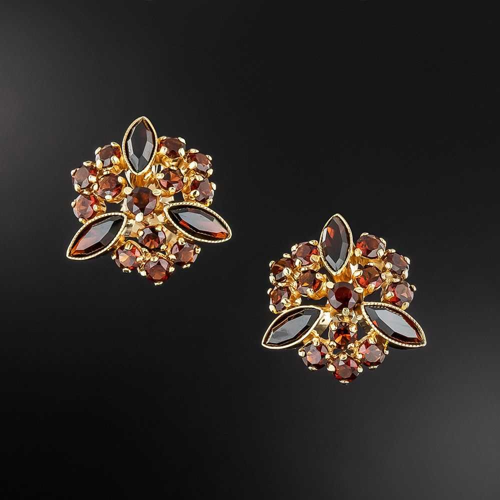 Vintage Garnet Cluster Earrings - image 1