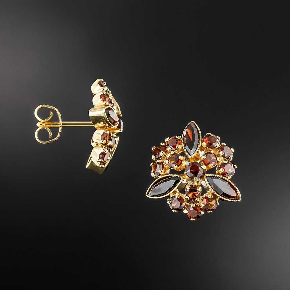 Vintage Garnet Cluster Earrings - image 2